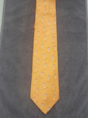 Bvlgari silk tie like new, orange with building pattern