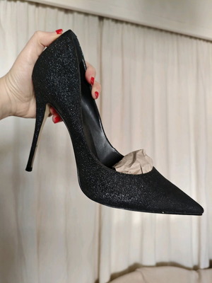 Carrano black glitter high heels like new, size 41