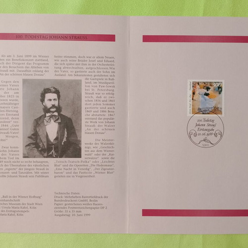1999 German stamp first day cover Bonn, mint block of four