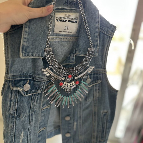Denim vest size 32 (XXS) with necklace