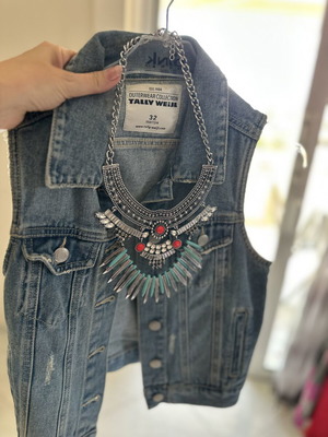 Denim vest size 32 (XXS) with necklace