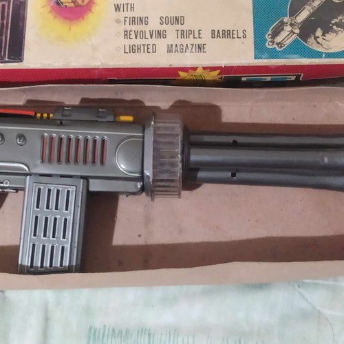 Space Ruler Machine Gun new tin toy 1960s Horikawa Japan