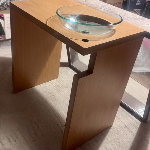 Bathroom cabinet with glass sink like new