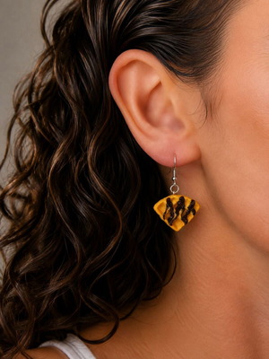 Waffle Pendant Earrings with Chocolate Syrup with Polymer Clay