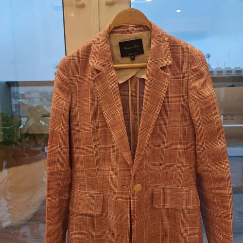 Pink linen jacket 100% Massimo Dutti like new, size S