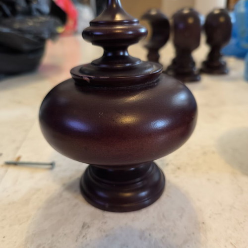 French antique wooden curtain rod caps, like new, set of 2