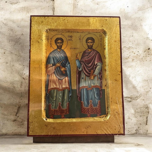 Orthodox Byzantine Icon of Saints Kosmas and Damian the Unmercenaries, like new