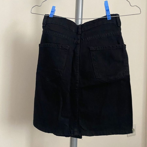 Black denim button-front A-line mini skirt Shein size S like new