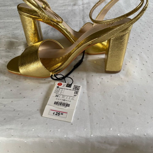Zara gold high-heeled sandals new, size 39