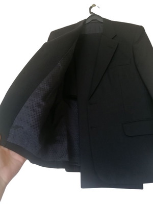 Handmade Wedding Suit like new, black, with extra trousers and silk scarf