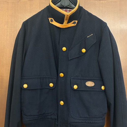 Façonnable Driving Jacket like new, wool with leather details, blue, size M