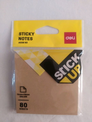 Χαρτάκια σημειώσεων Deli καινούργια, Stick Up καφέ, 80 φύλλα 76x76mm