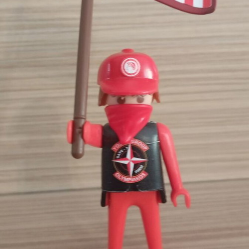 Playmobil Olympiacos Fan Figure like new with team flag