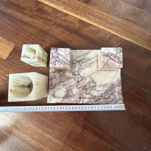 Vintage desk set from Eretria marble and onyx like new
