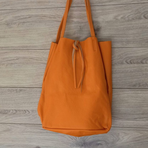 Tote bag new, genuine Italian leather, orange shoulder style
