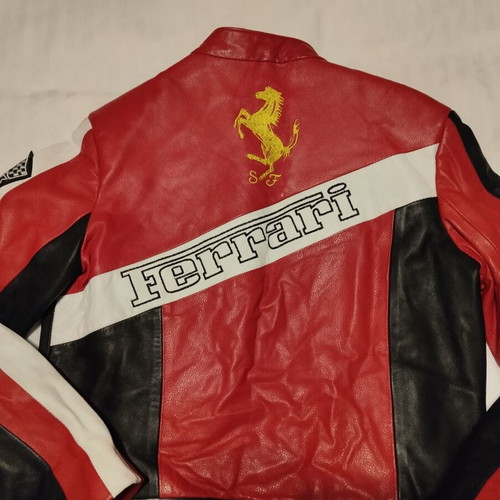 Ferrari jacket, genuine leather, red and white, teen size