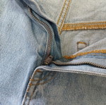 Pull & Bear high-waisted denim shorts like new, blue with pleats and frayed edges