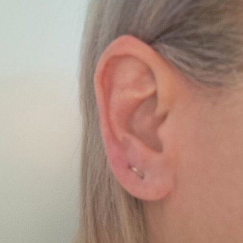 Minimal Geometric 925 Silver Earring for Two Consecutive Holes like new