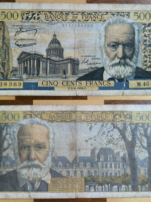 Χαρτονόμισμα 500 Francs 1954 Γαλλίας μεταχειρισμένο