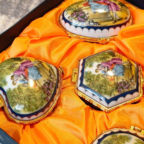 Vintage Limoges porcelain jewelry boxes new