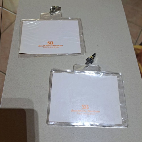 Transparent card holders with clip 2pcs new, white