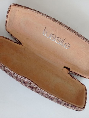 Θήκη γυαλιών μπεζ/καφέ Lussile μεταχειρισμένη, απομίμηση ψάθας