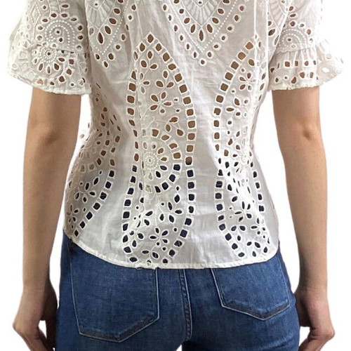 Zara embroidered short sleeve shirt white size S like new