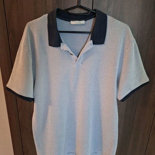 Men's Polo Shirt Large Like New White Blue