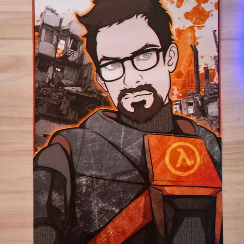 Half Life 2 Gordon Freeman handmade poster made to order