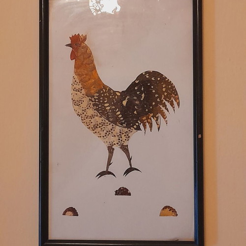 African art painting made with butterfly feathers like new