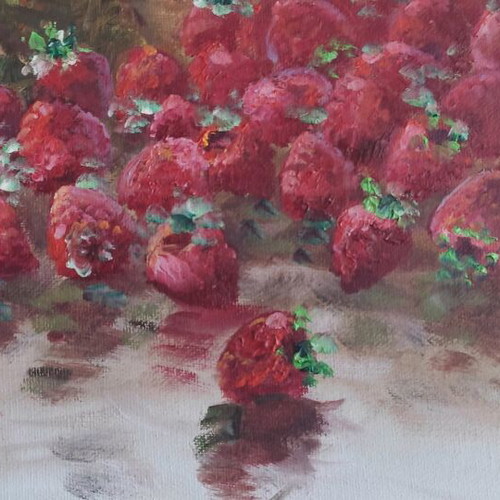 Painting Nikos Papadopoulos like new Still Life with Strawberries