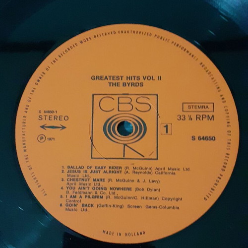The Byrds Greatest Hits Vol 2 vinyl record used, folk