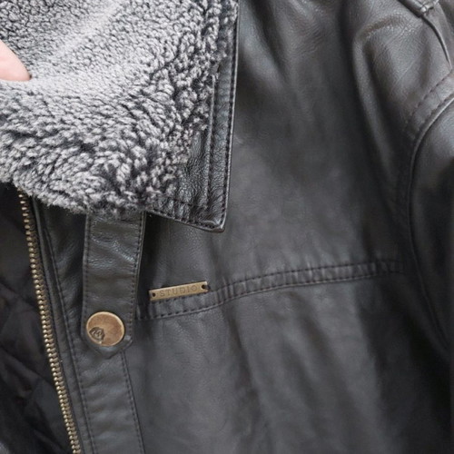 Bistons men's leather jacket L brown with fur used
