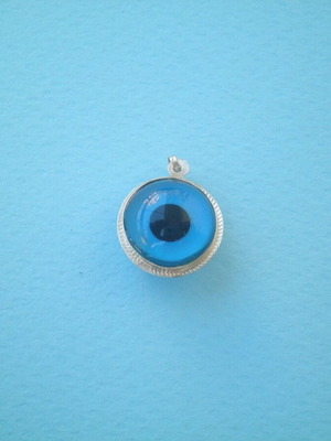 Silver Evil Eye 925 Pendant, large, blue