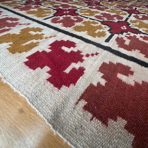 Vintage Kilim rug, wool and cotton, traditional design