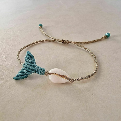 Mermaid tail bracelet handmade new in turquoise and gold