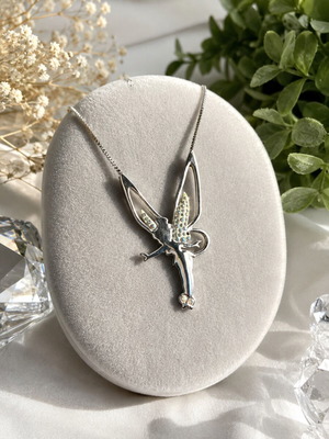 Swarovski Tinker Bell necklace with crystals, silver tone