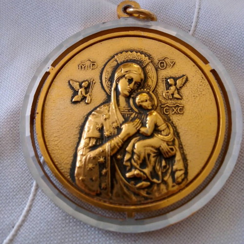 Religious double-sided pendant Panagia & Saint Spyridon used 7cm