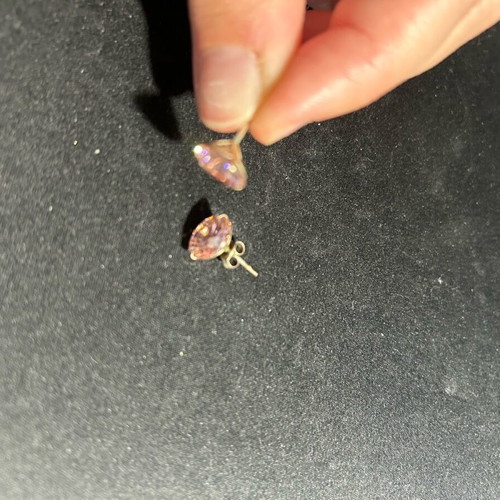 Earrings with pink rhinestones used