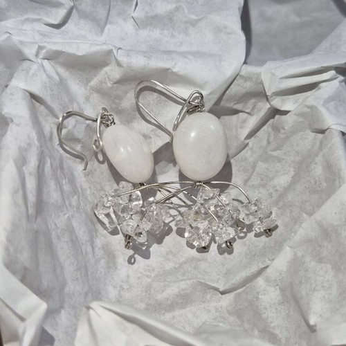Silver 925 white earrings with crystals