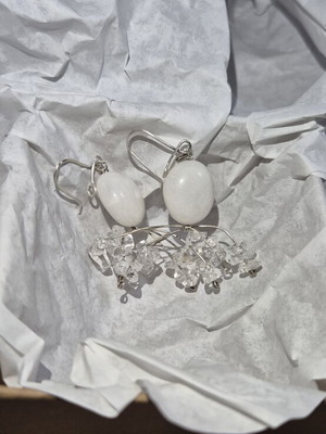 Silver 925 white earrings with crystals