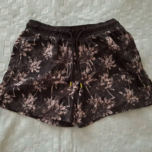 Livergy men's swim shorts black with palm print size S new