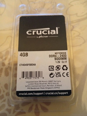 Crucial Ram DDR4 SODIMM 4GB 2400MHz new laptop memory