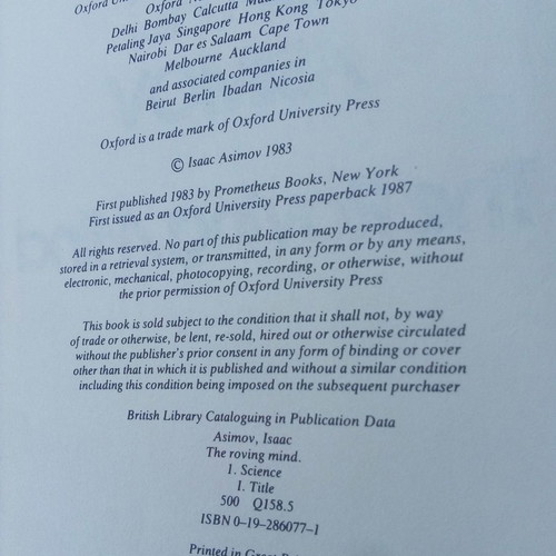 The Roving Mind Isaac Asimov used book