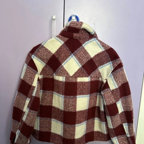 Bershka Checked Shirt Jacket like new, XS, white and brown