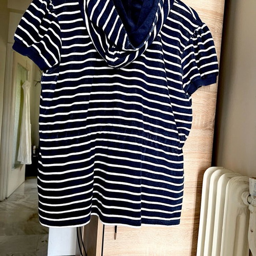 Sugarfree striped short-sleeve jacket white and dark blue like new, size XL
