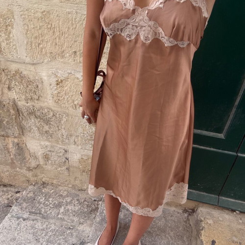 Brown dress with lace