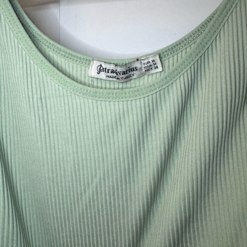 Rib Crop Top Stradivarius in Soft Green, Size M, Like New