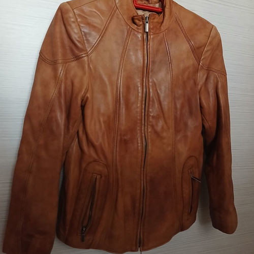 Leather women's jacket used size S brown TIMBER LEATHER