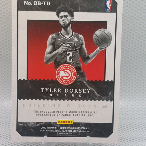 Panini Cornerstones Basketball Tyler Dorsey Patch with worn fabric Hawks-Olympiacos like new